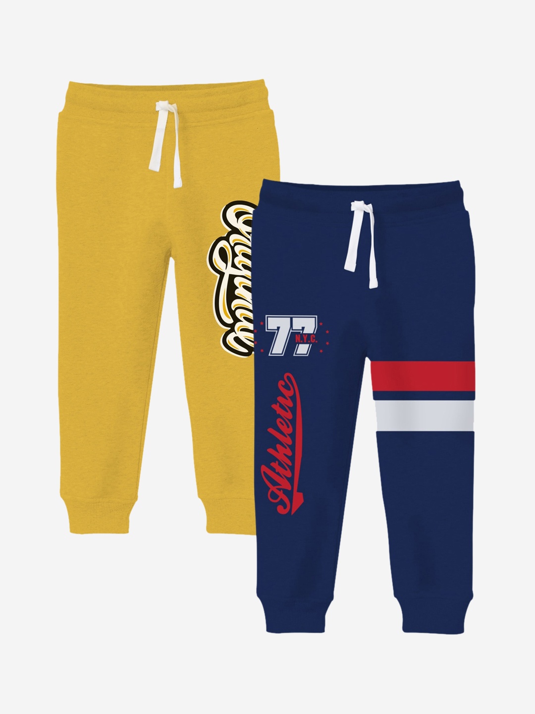 

x2o Boys Pack Of 2 Typography Printed Cotton Joggers, Navy blue