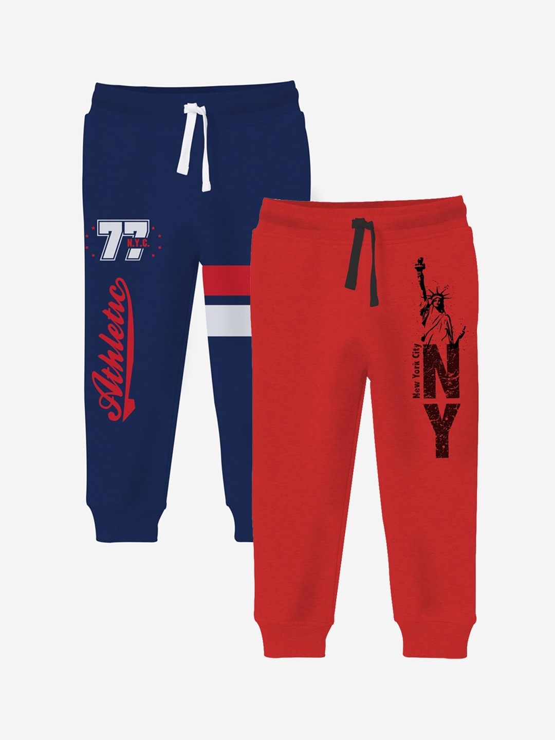 

x2o Boys Pack Of 2 Graphic Printed Cotton Joggers, Navy blue
