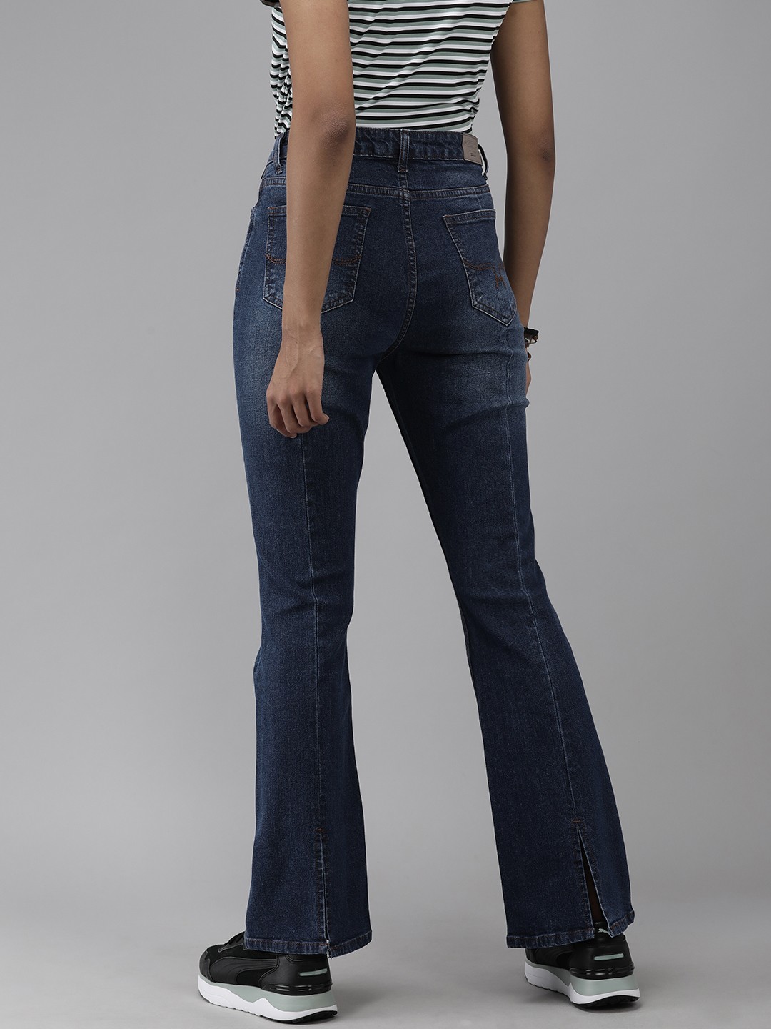 

The Roadster Lifestyle Co Women Blue Bootcut High-Rise Light Fade Stretchable Jeans