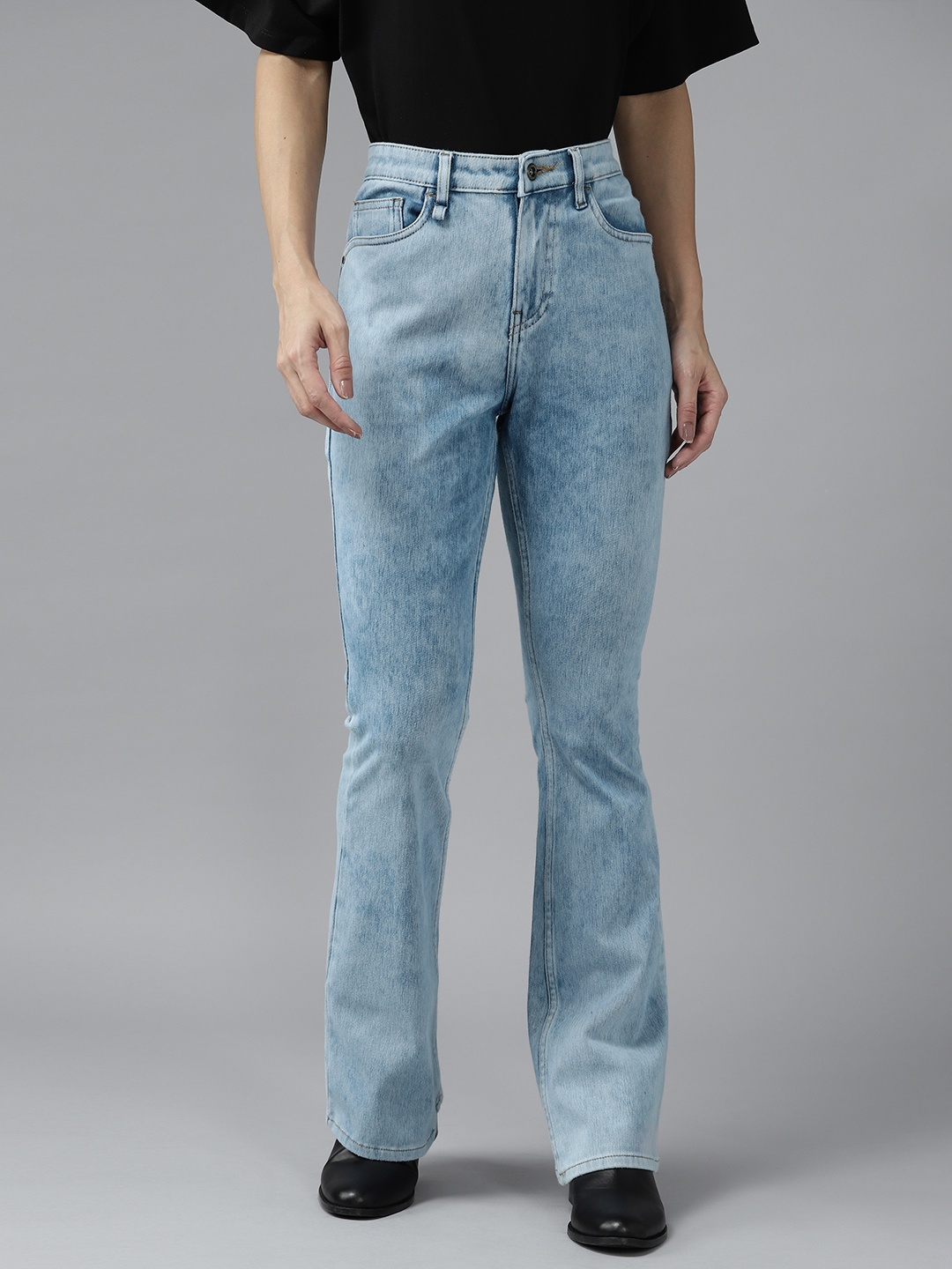 

Roadster Women Blue Solid High-Rise Skinny Bootcut Fit Light Fade Stretchable Jeans