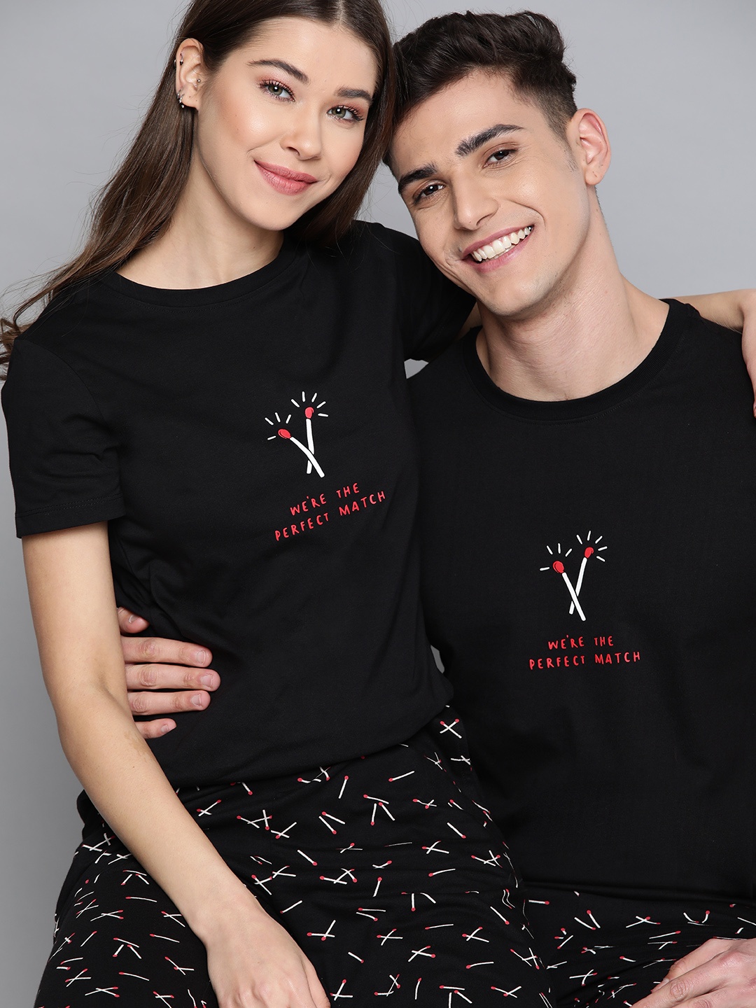 

Mast & Harbour Women Black & Red Pure Cotton Printed Pyjama Set