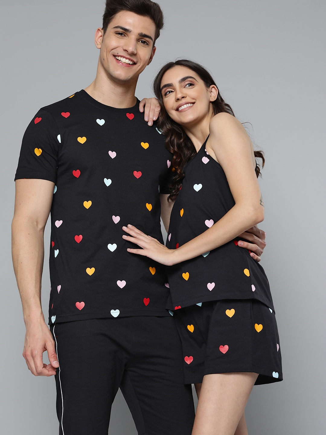 

Mast & Harbour Women Black & White Printed Cotton Night suit