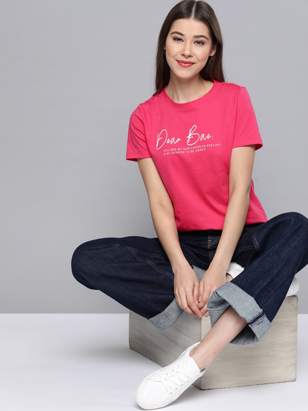 

Mast & Harbour Women Pink Printed Pure Cotton T-shirt