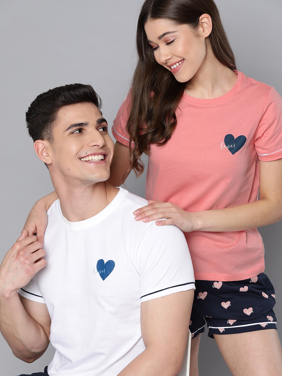 

Mast & Harbour Women Pink & Navy Blue Printed Pure Cotton Shorts Set