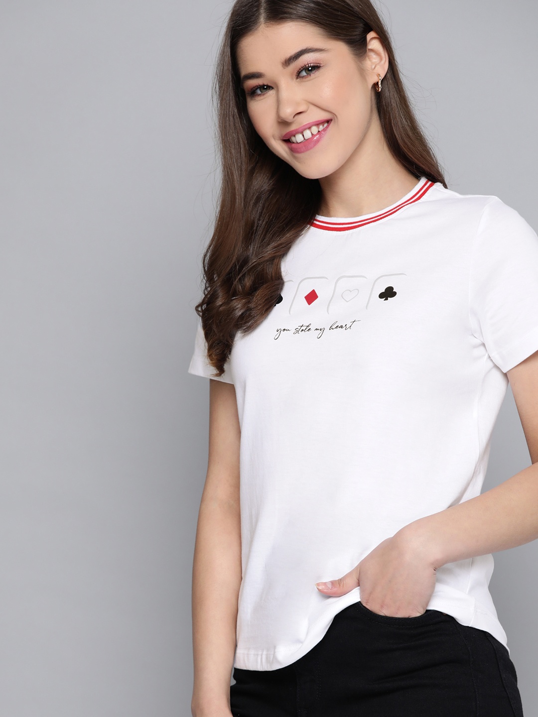 

Mast & Harbour Women White Pure Cotton Printed T-shirt