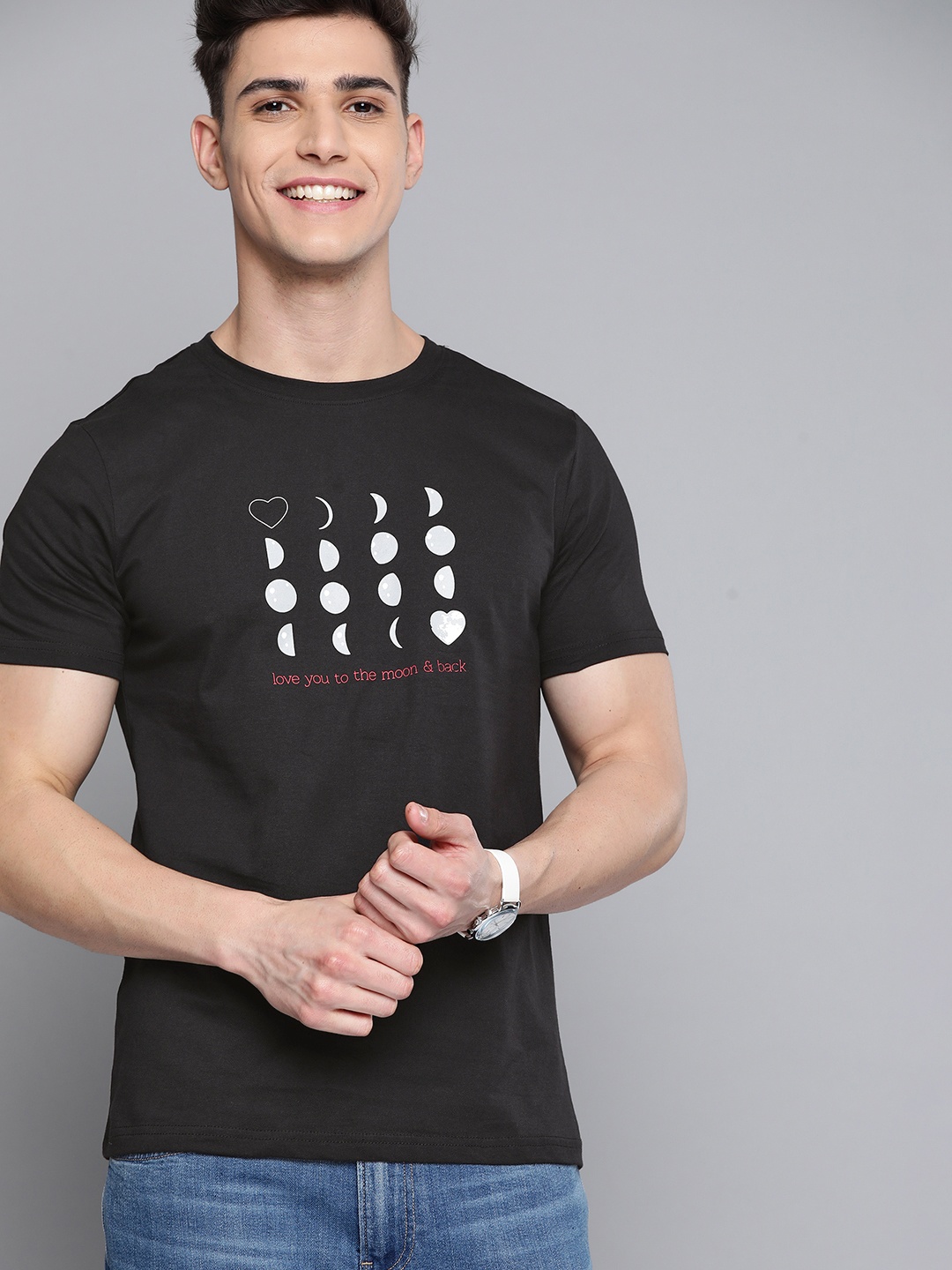 

Mast & Harbour Men Black Printed Pure Cotton T-shirt