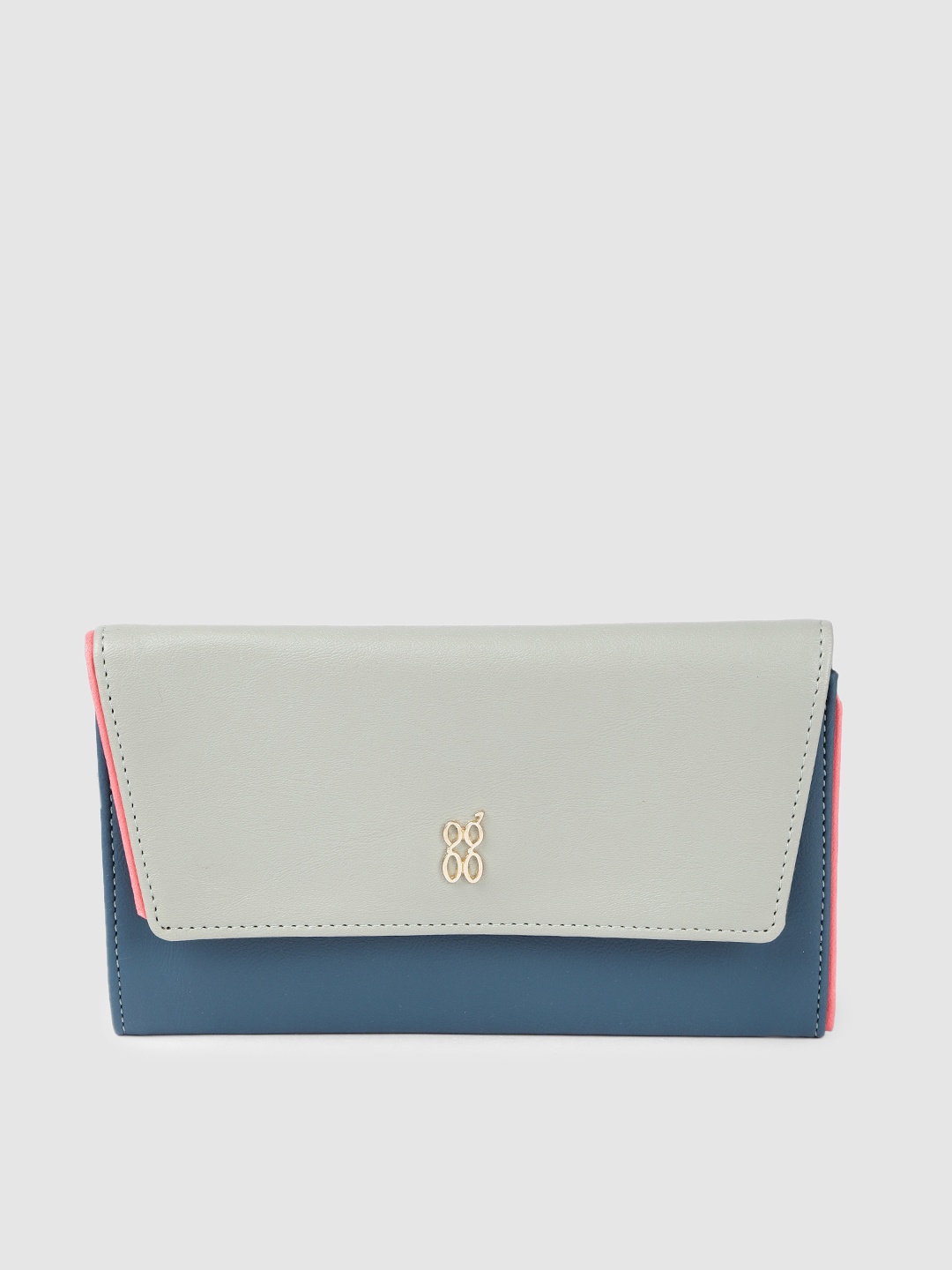 

Baggit Women Blue & Grey Colourblocked Synthetic Three Fold Wallet