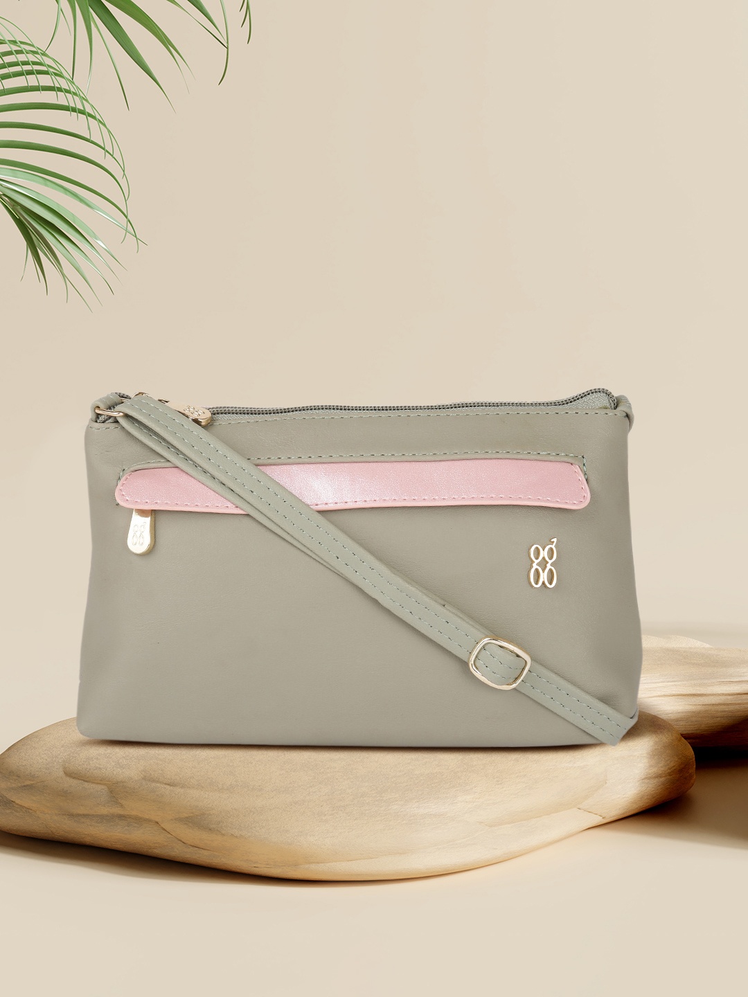 

Baggit Olive Green Solid Synthetic Small Structured Sling Bag