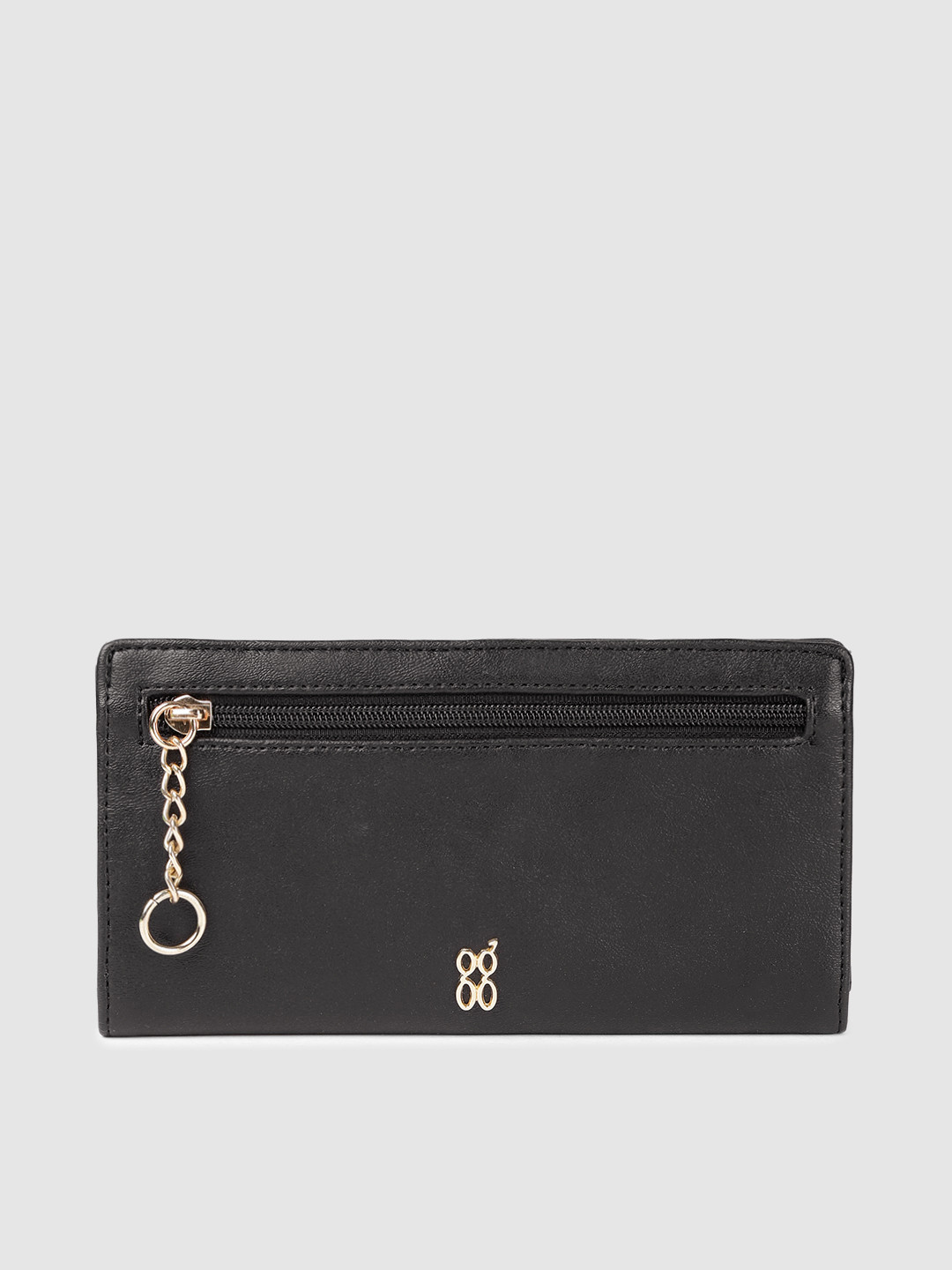 

Baggit Women Black Solid Zip Detail Synthetic Two Fold Wallet
