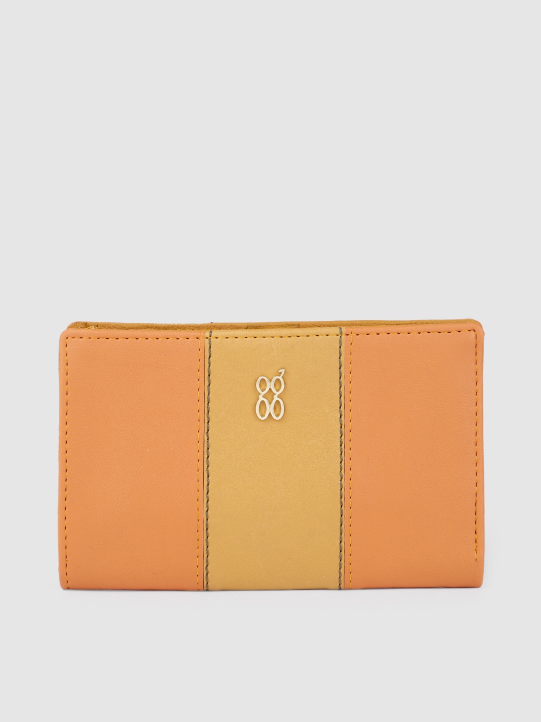 

Baggit Women Yellow & Orange Colourblocked Two Fold Wallet