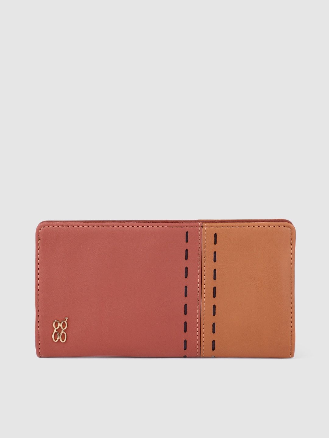 

Baggit Women Pink & Beige Colourblocked Cut Work Two Fold Wallet