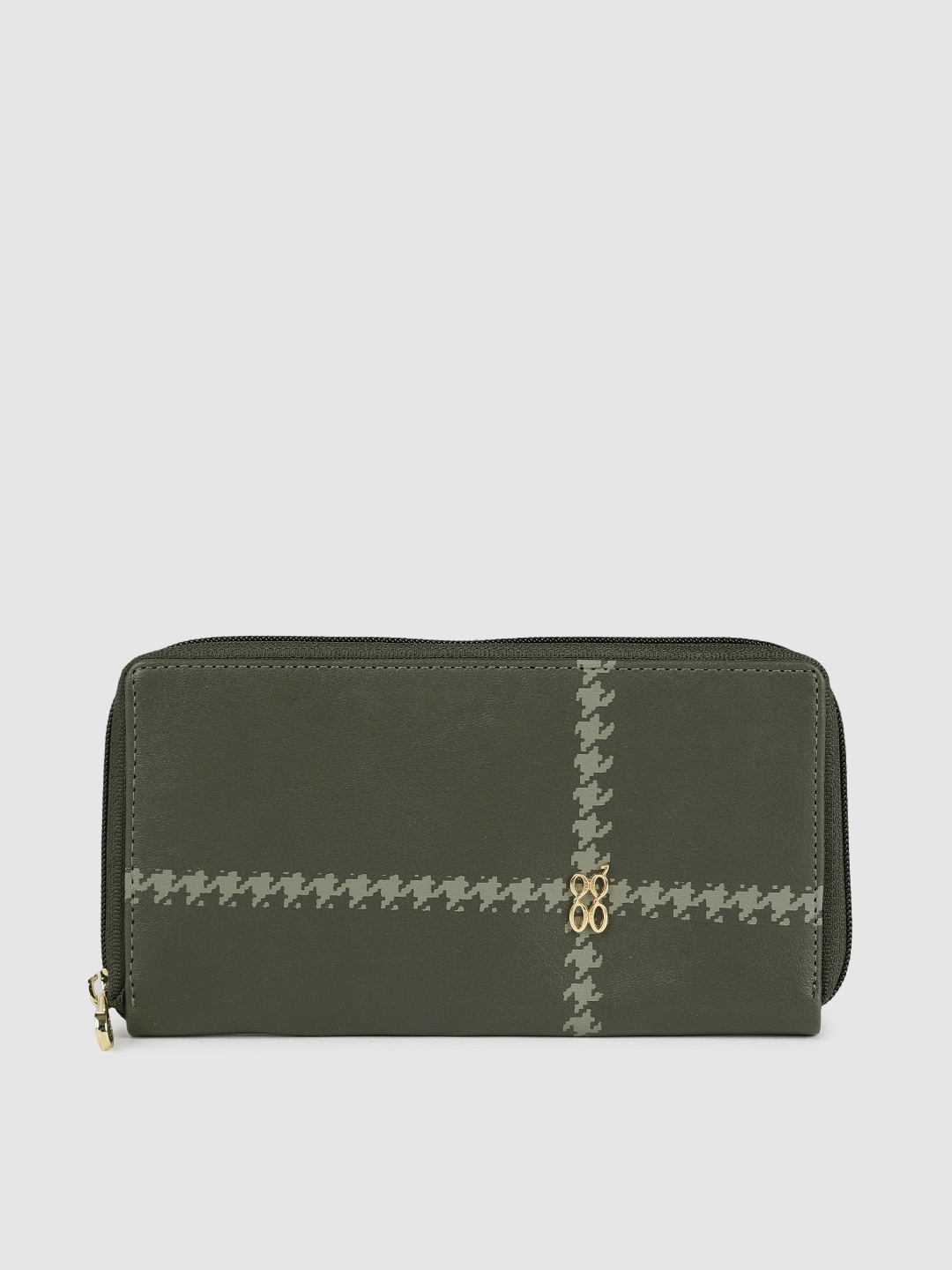 

Baggit Women Olive Green Solid Synthetic Zip Around Wallet