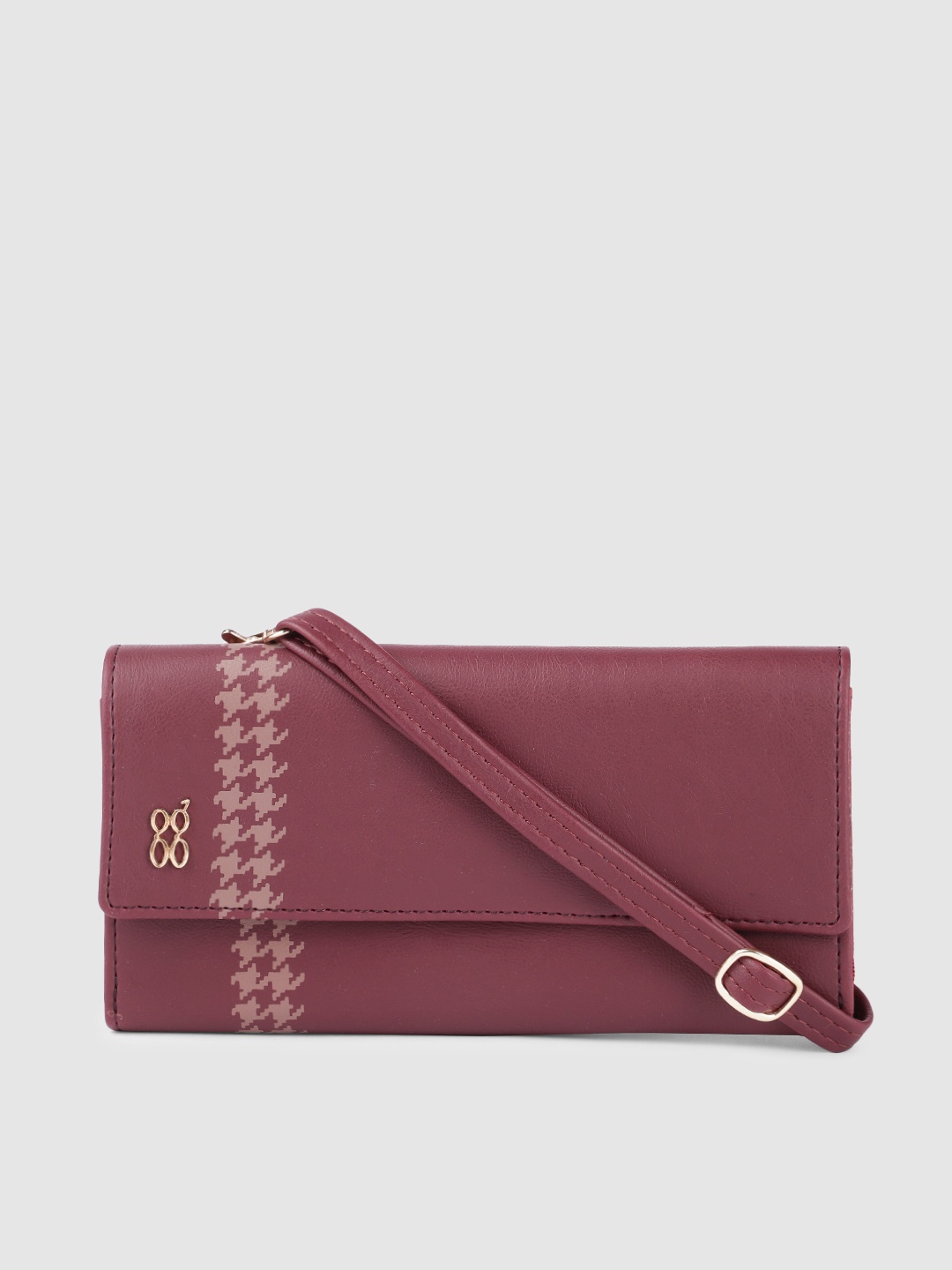 

Baggit Women Burgundy Solid Synthetic Two Fold Wallet with Sling Strap