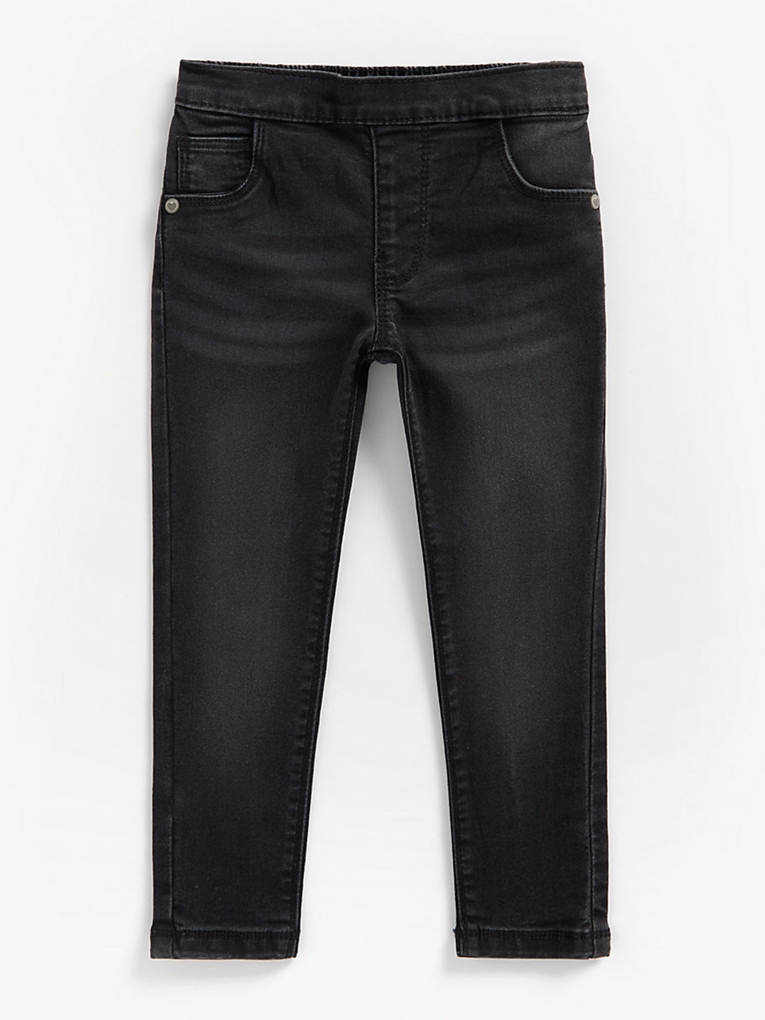 

mothercare Girls Black Washed Mid-Rise Slim-Fit Denim Jeggings