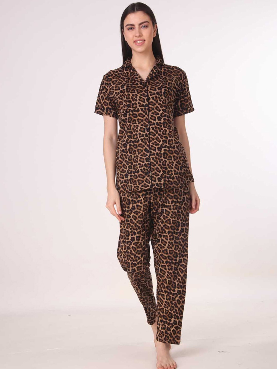 

Masha Women Brown & Black Printed Night suit