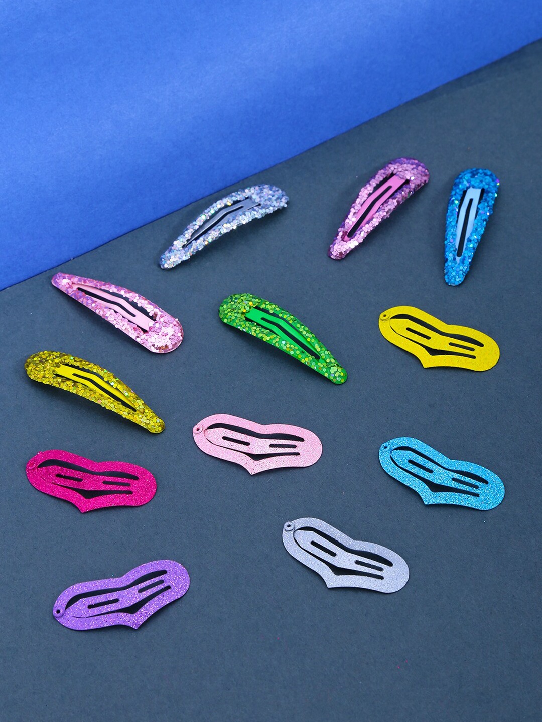 

Yellow Chimes Girls Multicoloured Set of 12 Embellished Tic Tac Hair Clip, Multi