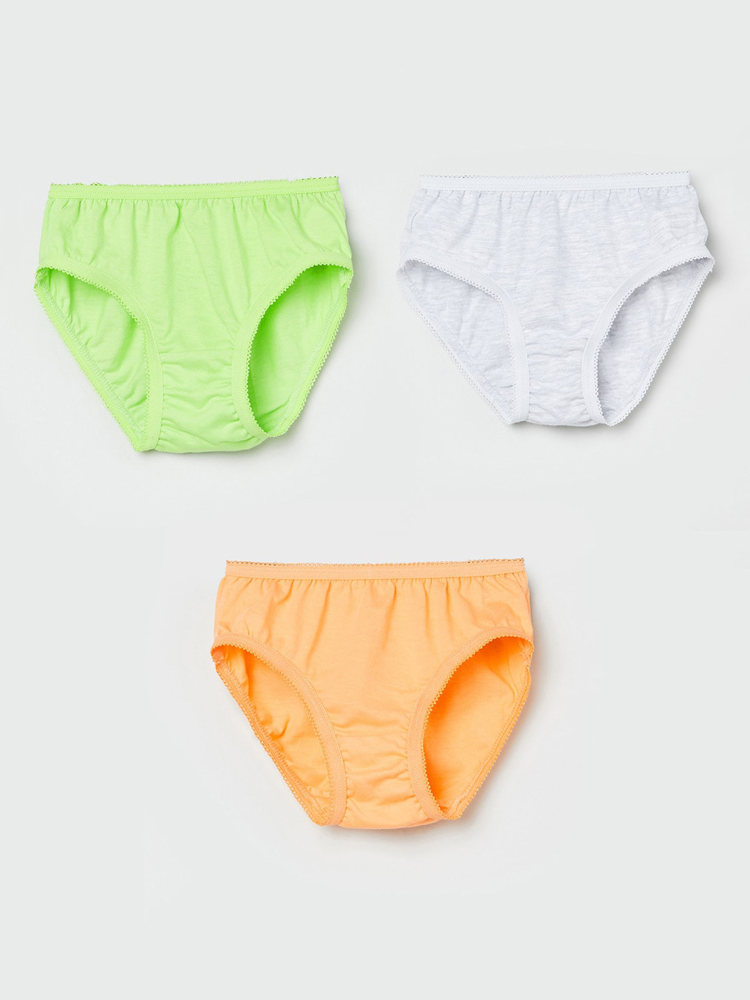 

max Girls Pack Of 3 Solid Cotton Basic Briefs, Orange