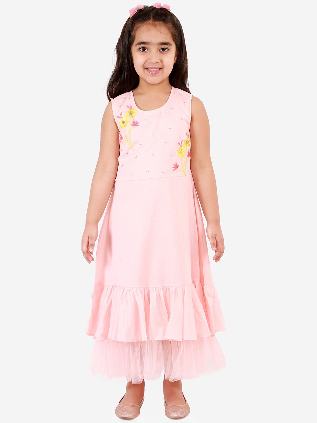 

LIL DRAMA Pink Floral Embroidered Maxi Dress