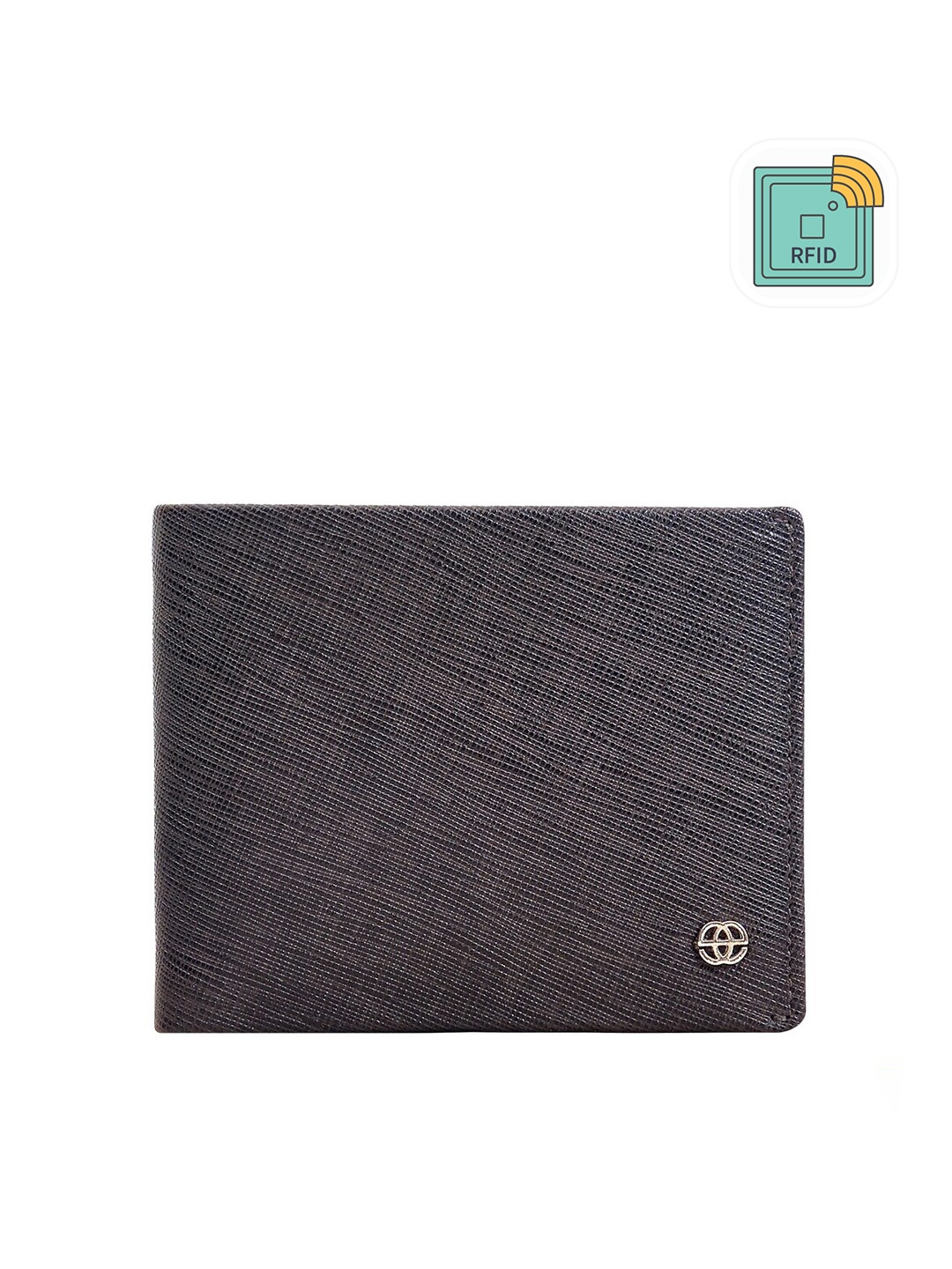 

Eske Men Grey Textured Leather Two Fold Wallet