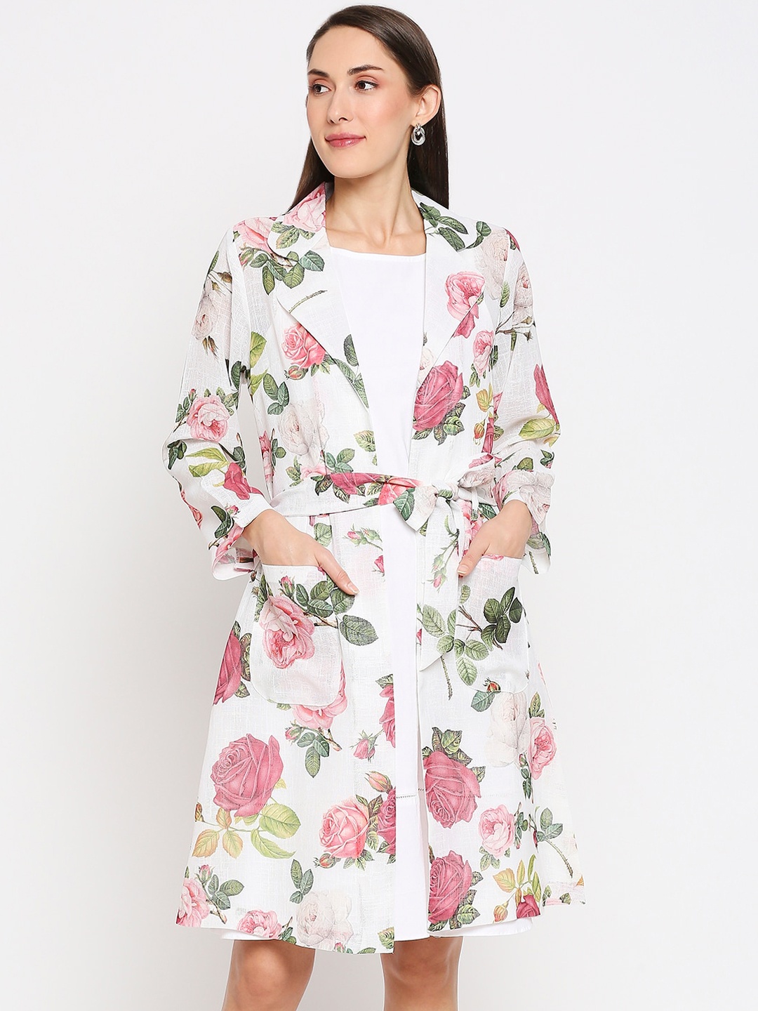 

Monk & Mei Woman White Floral A-Line Dress