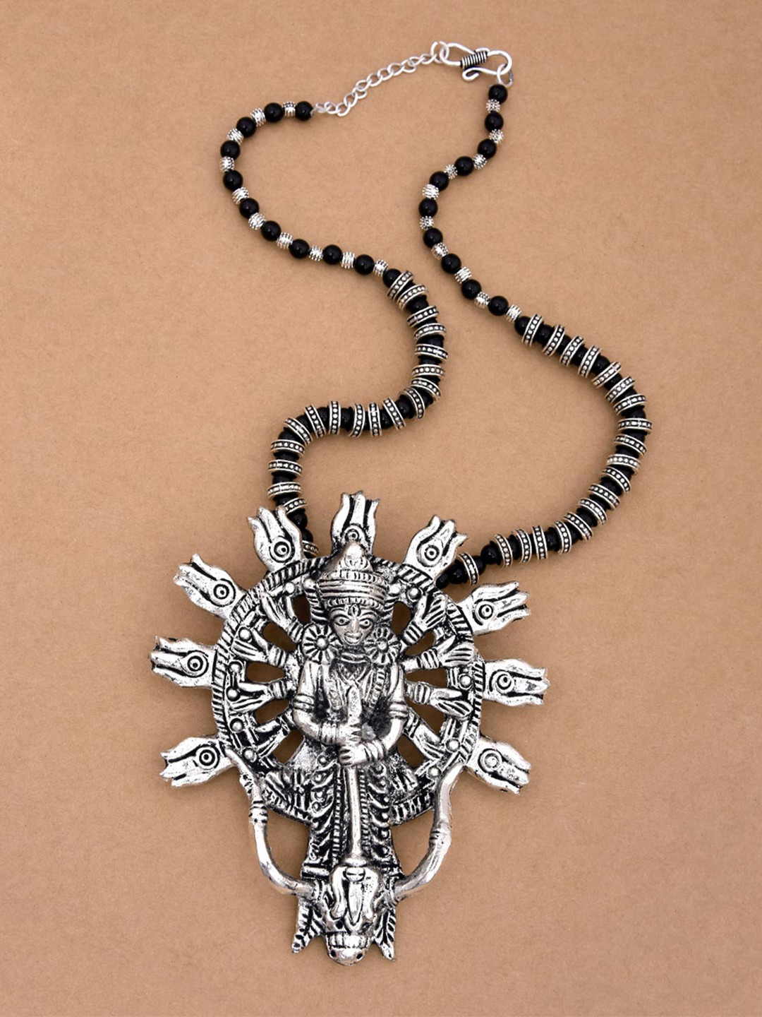 

Tistabene Silver-Plated Black Beaded Mahagauri Tribal Necklace
