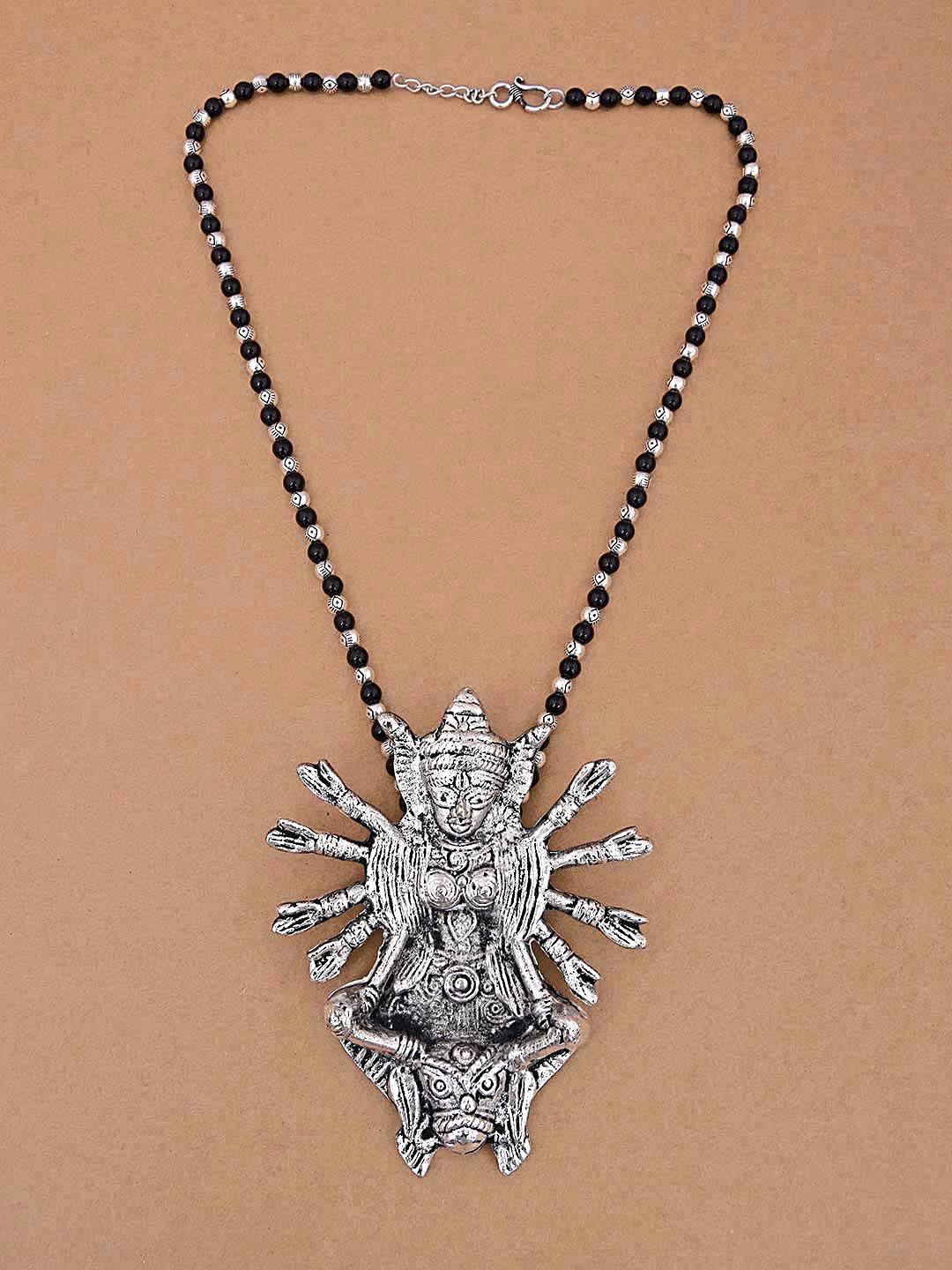 

Tistabene Women Black & Sliver-toned Beaded Ethnic Mahagauri Necklace