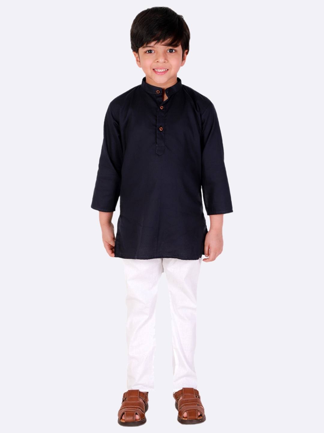 

Superminis Boys Navy Blue Regular Pure Cotton Kurta with Pyjamas