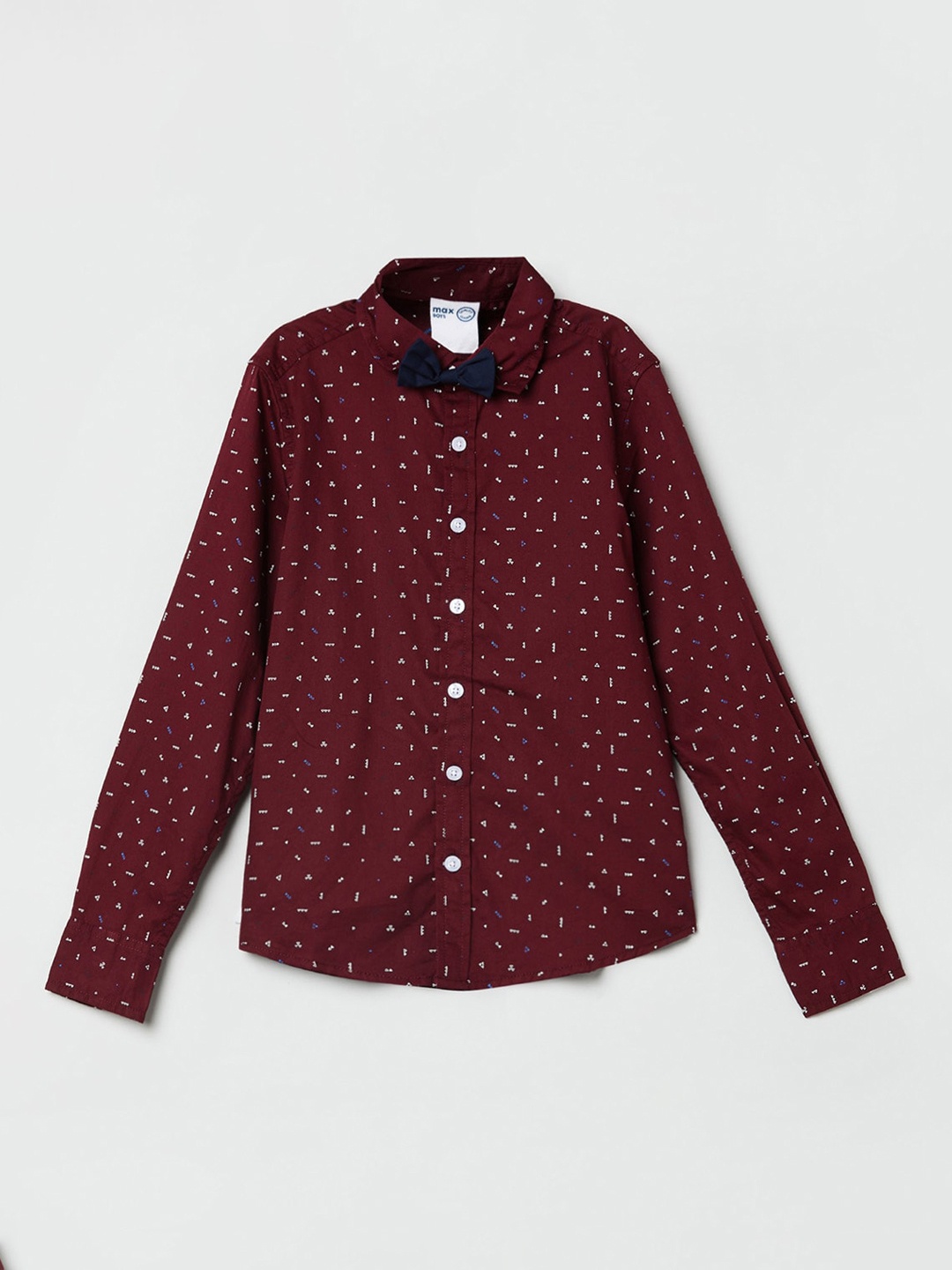 

max Boys Maroon Opaque Printed Casual Shirt