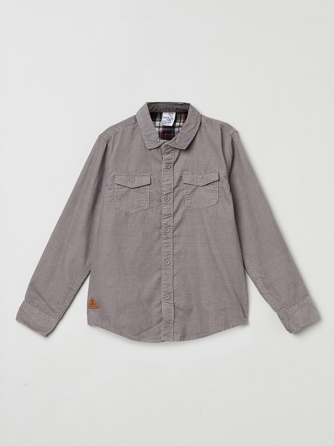 

max Boys Grey Opaque Casual Shirt