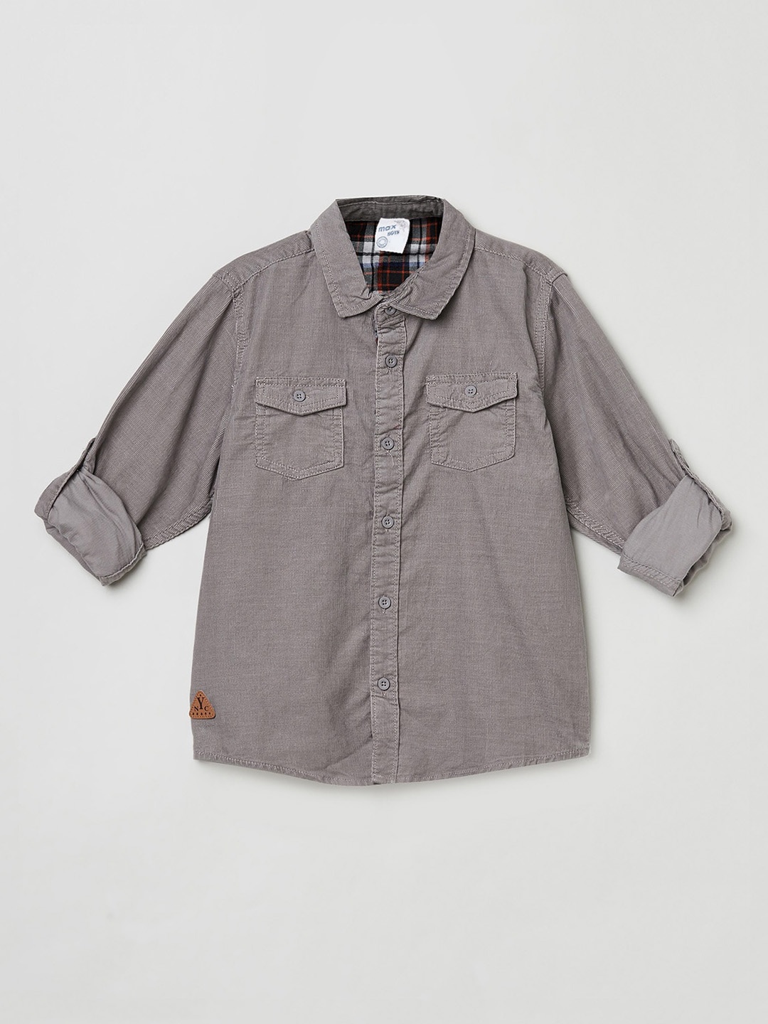 

max Boys Grey Opaque Casual Shirt