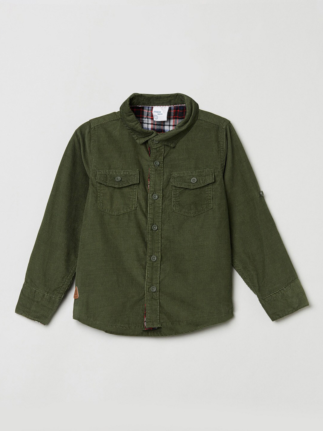 

max Boys Green Opaque Casual Shirt