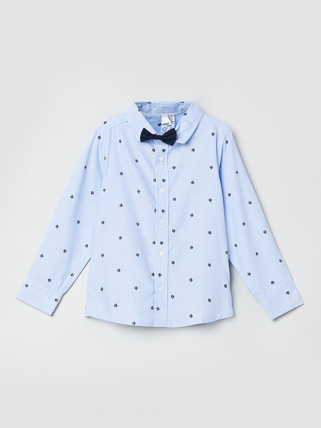 

max Boys Blue Floral Opaque Printed Cotton Casual Shirt