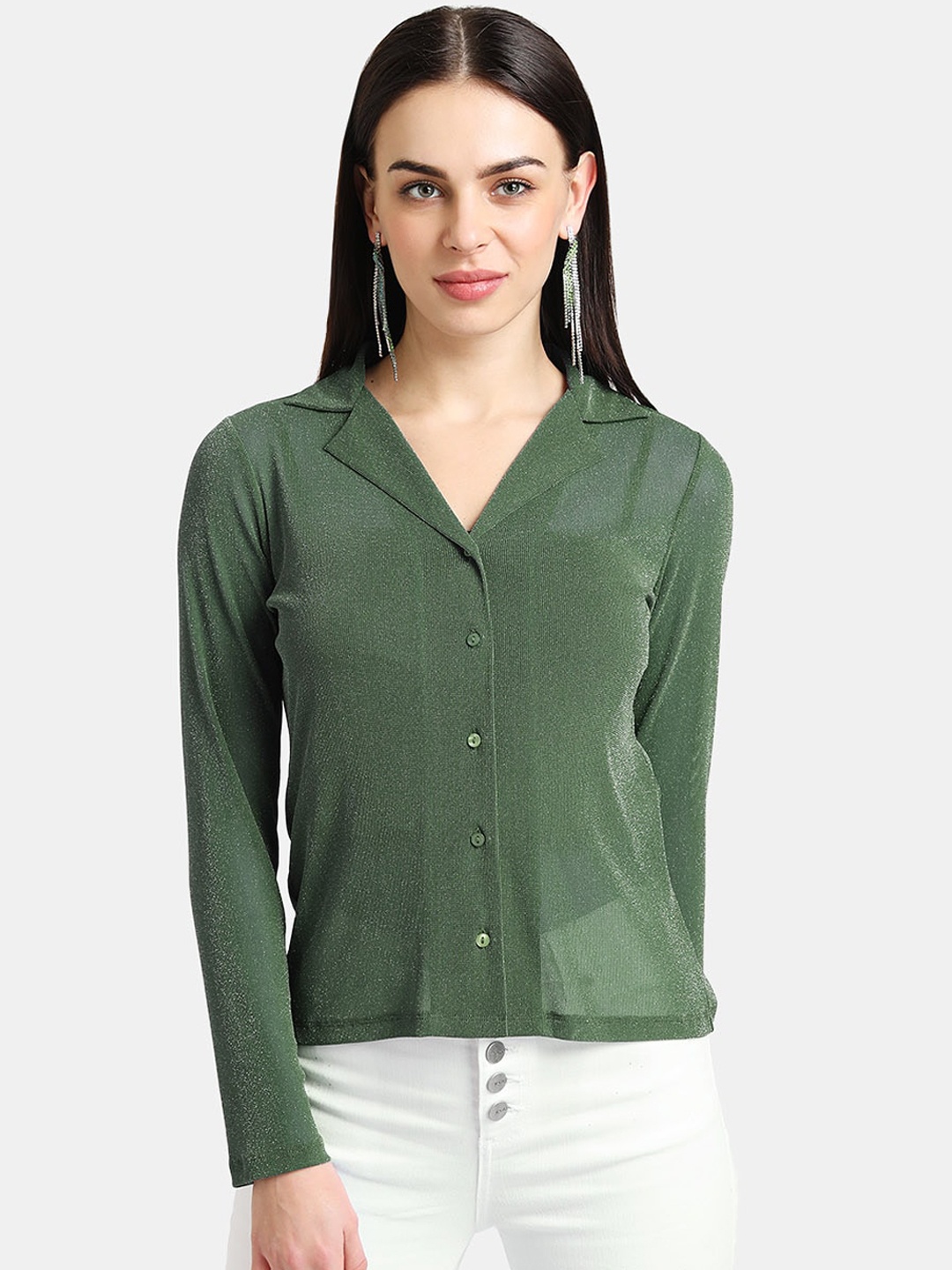 

Kazo Women Green Opaque Formal Shirt