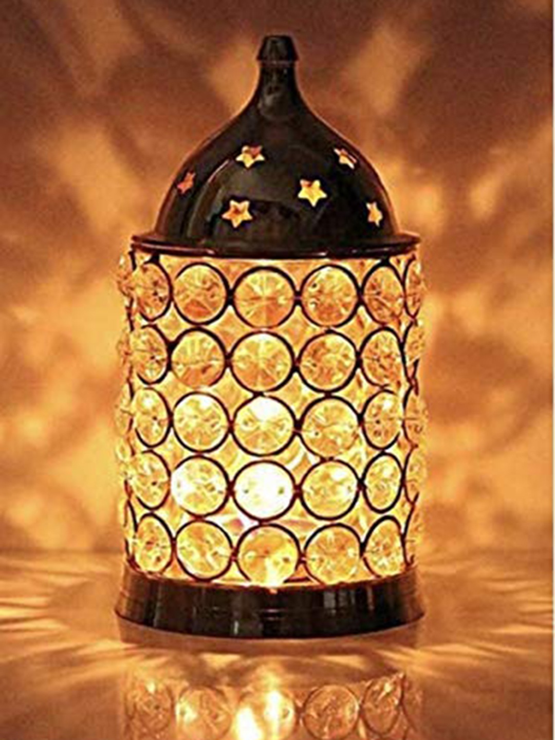 

WENS Gold & Black Crystal Studded Diya