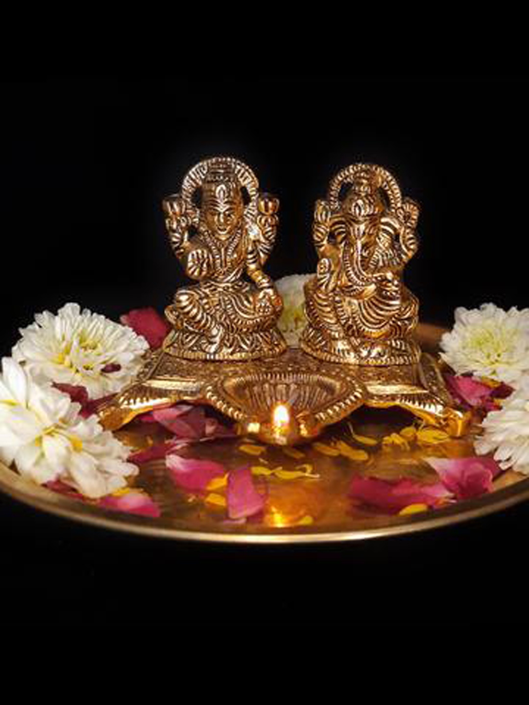 

WENS Golden Laxmi Ganesh Diya for Diwali Home Decoration, Gold