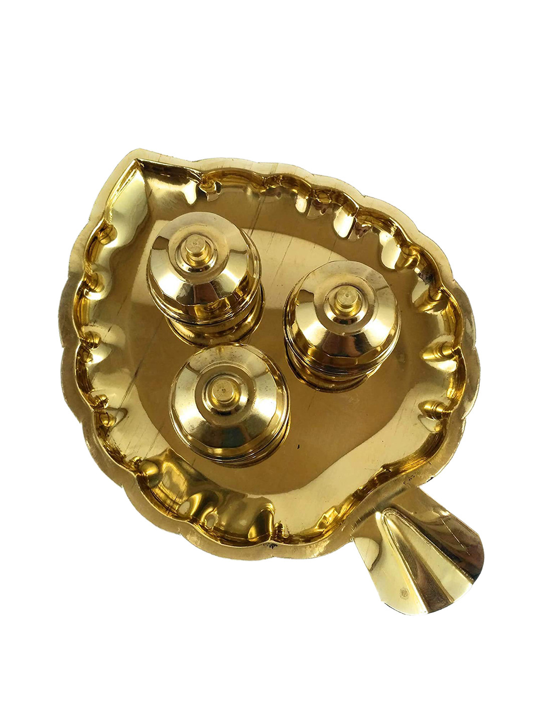 

WENS Gold Toned Brass Leaf Shaped Pooja Thali