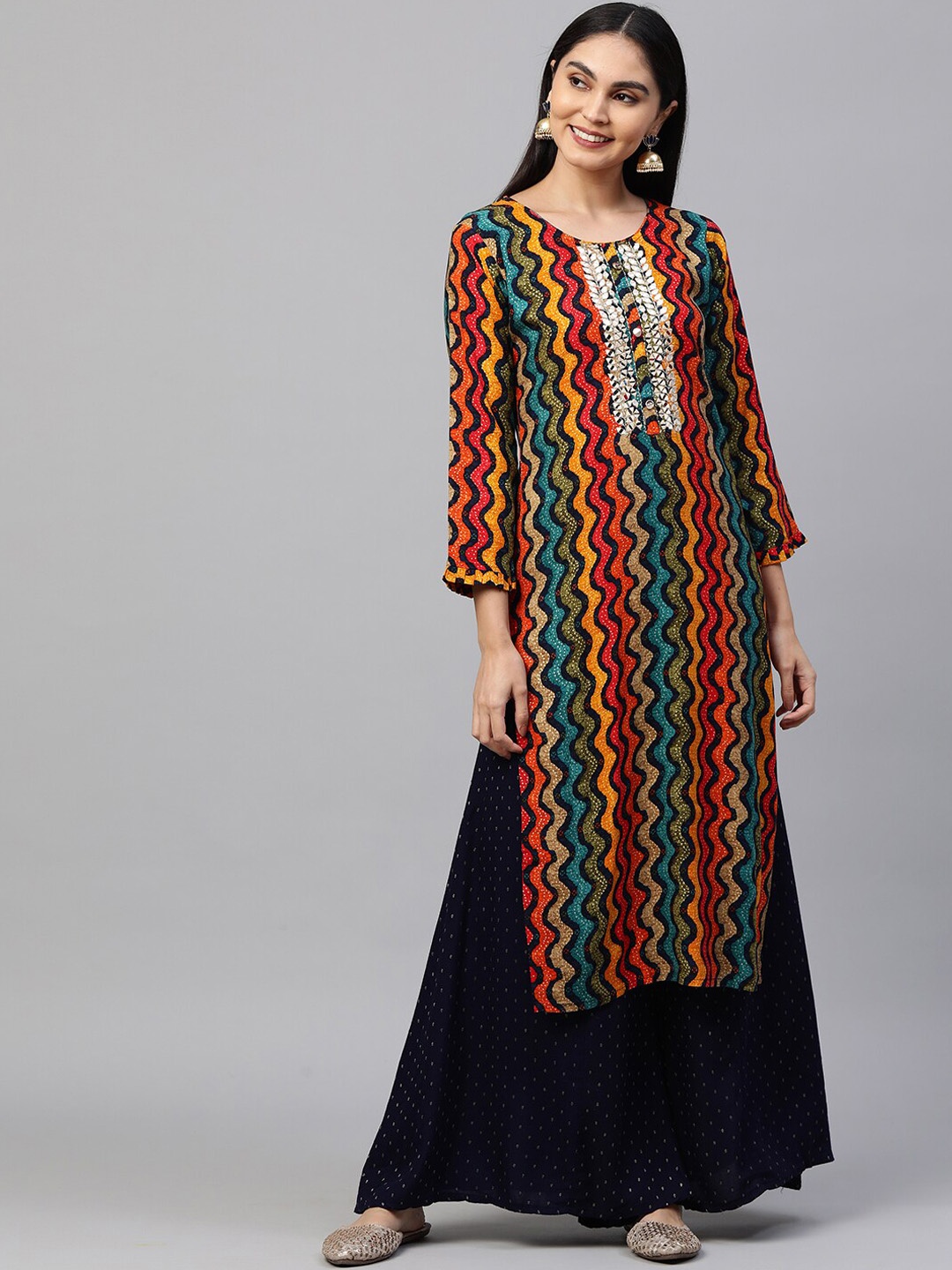 

FASHOR Women Multicoloured Geometric Printed Kurta, Multi