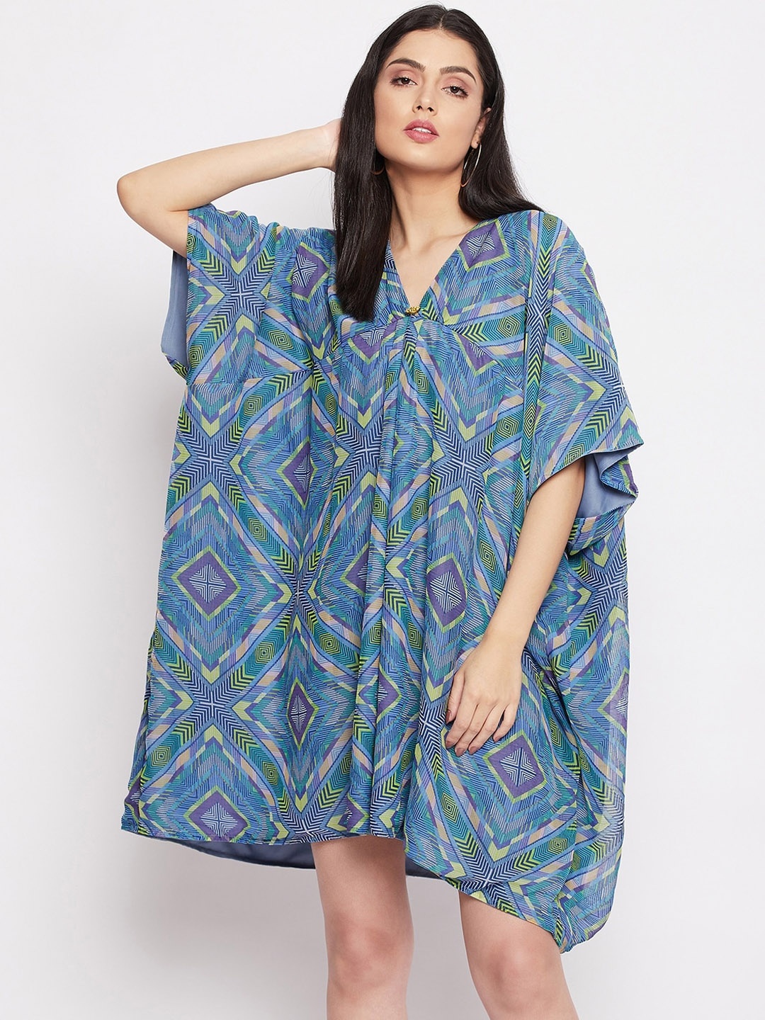 

THE SILHOUETTE STORE Blue Georgette Kaftan Dress