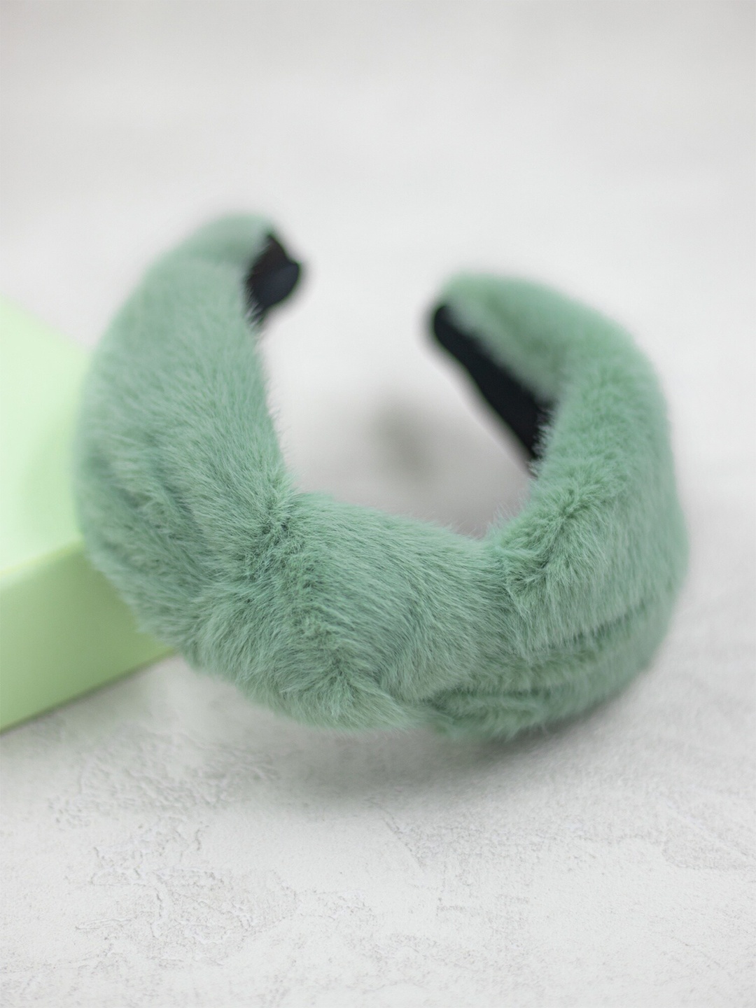 

Bellofox Women Green Solid Plush Knot Hairband