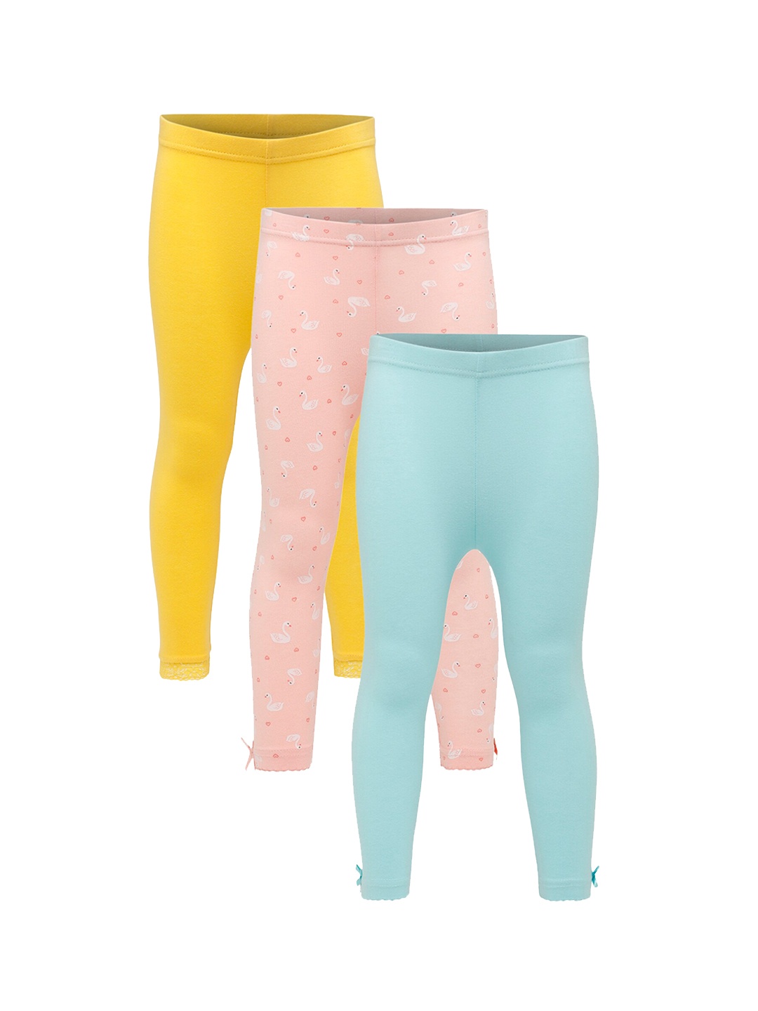

3PIN Girls Pack Of 3 Printed Ankle Length Cotton Leggings, Yellow