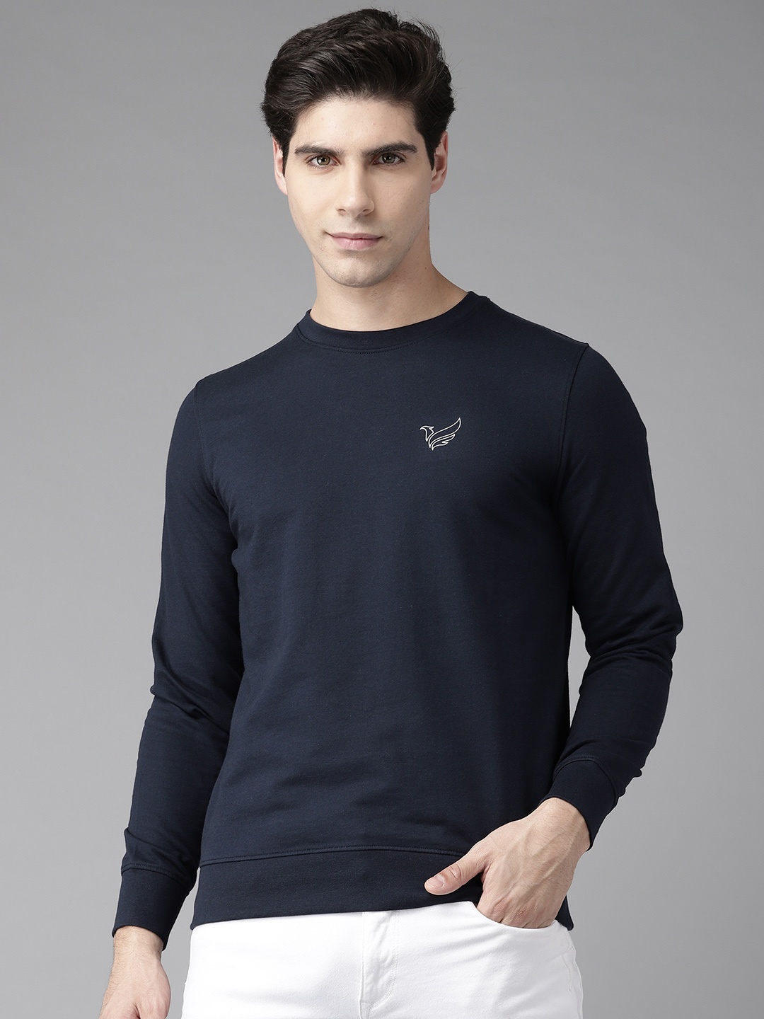 

Blackberrys Men Navy Blue Solid Sweatshirt