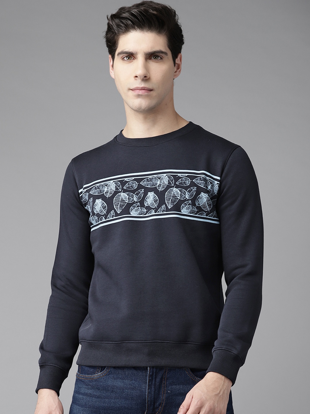 

Blackberrys Men Navy Blue Printed Sweatshirt