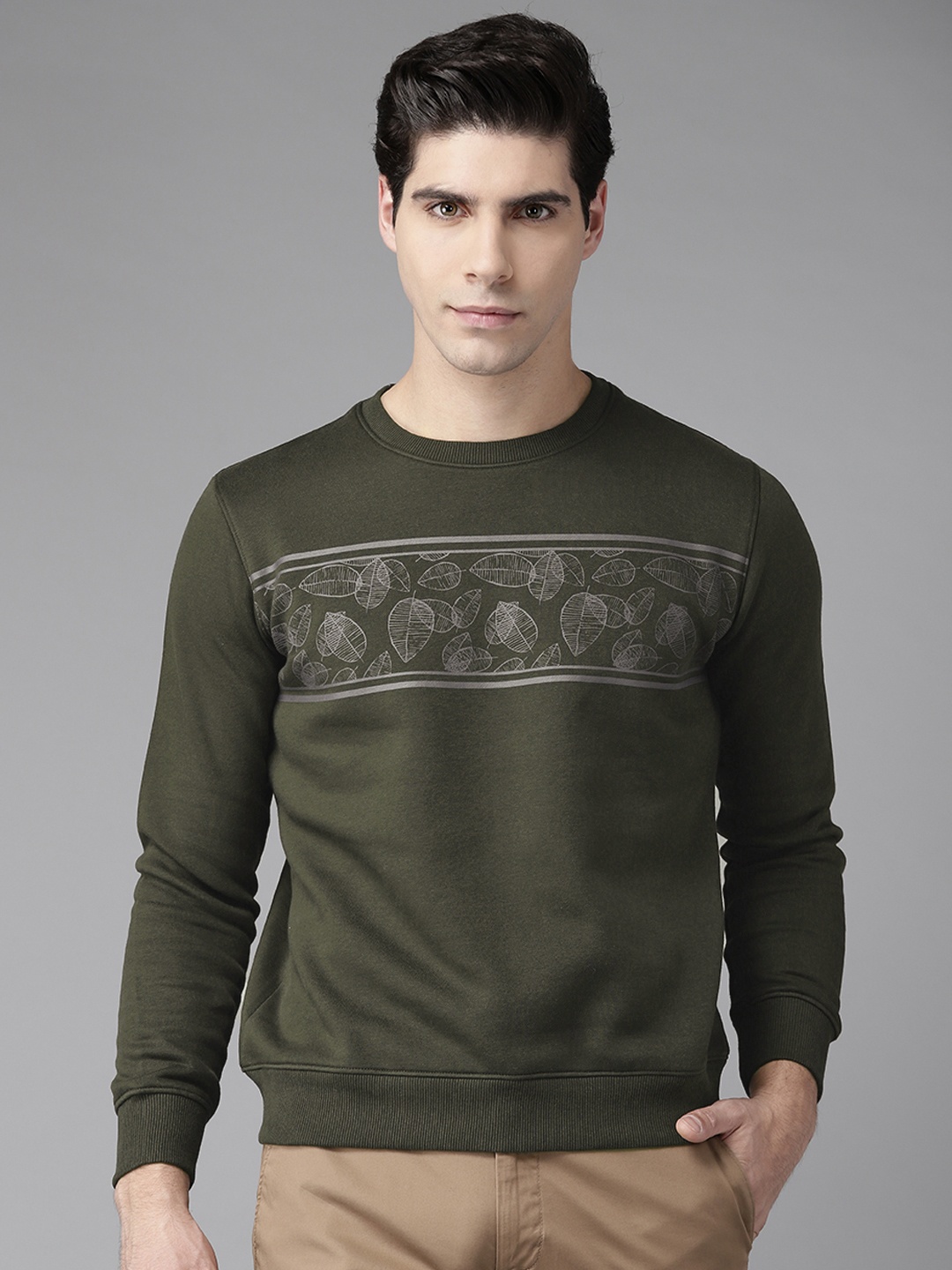 

Blackberrys Men Olive Green Printed Sweatshirt