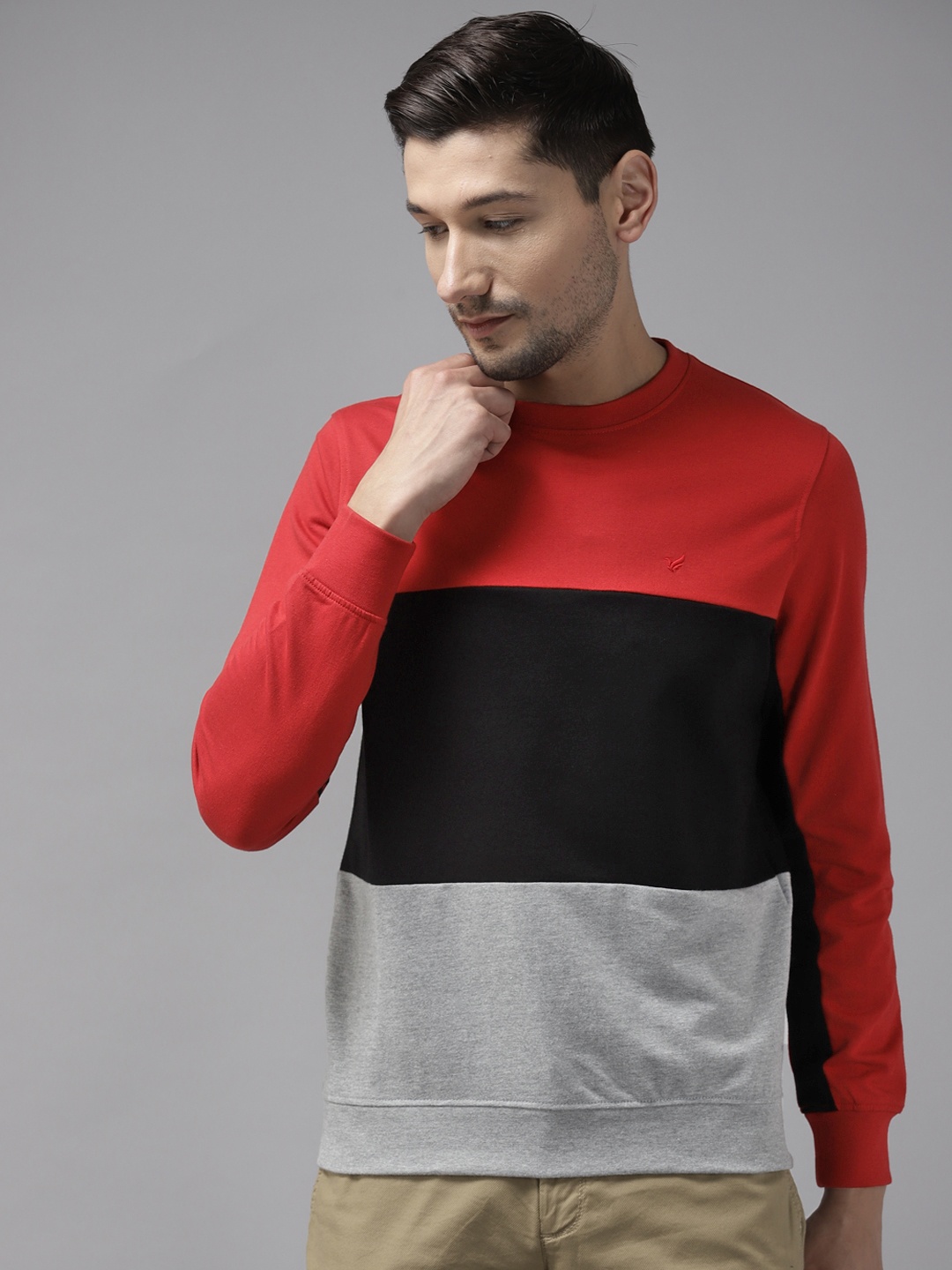 

Blackberrys Men Red & Black Colourblocked Sweatshirt