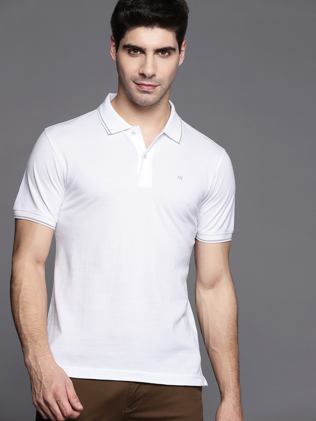 

Raymond Men White Pure Cotton Polo Collar T-shirt