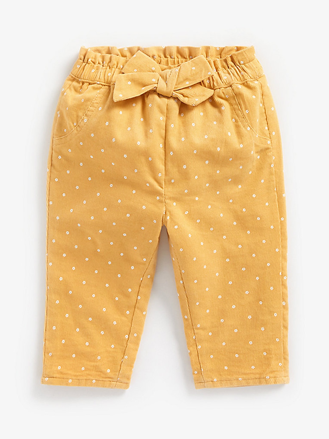 

mothercare Girls Mustard Yellow Printed Peg Trousers