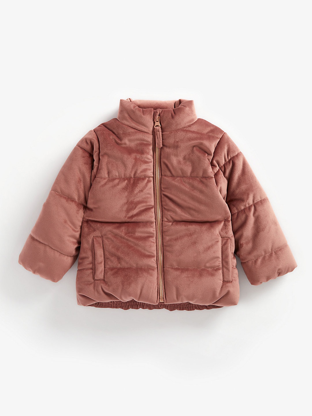 

mothercare Infant Girls Mauve Solid Padded Velour Jacket