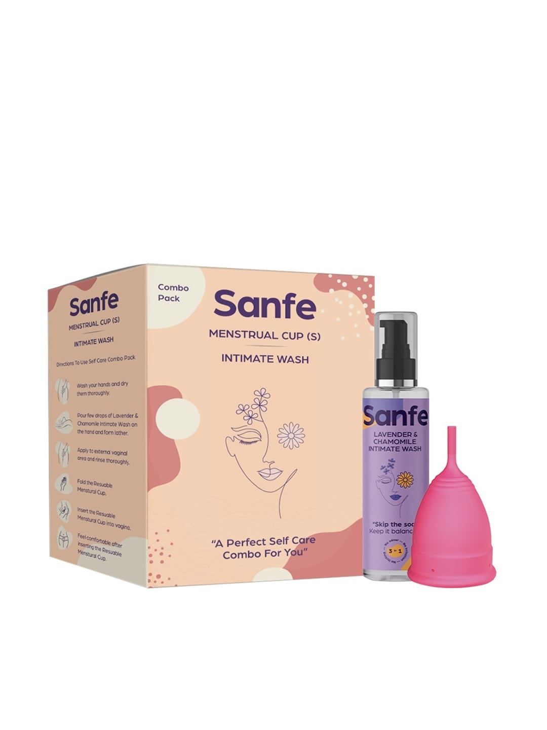 

Sanfe Woman Period Duo- Menstrual Cup (Small) + Intimate Wash-100ml, Coral