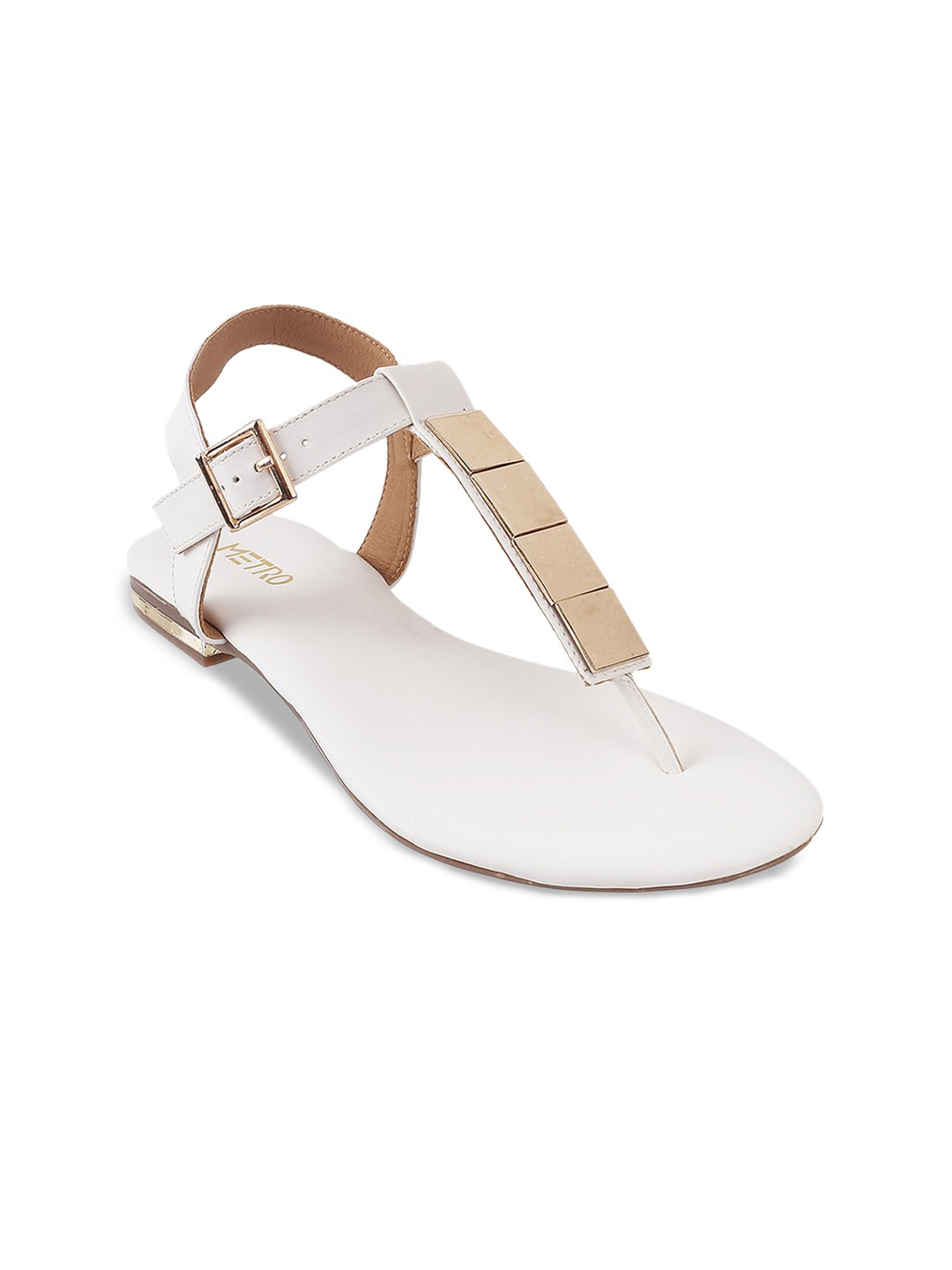 

Metro Women White T-Strap Flats with Tassels