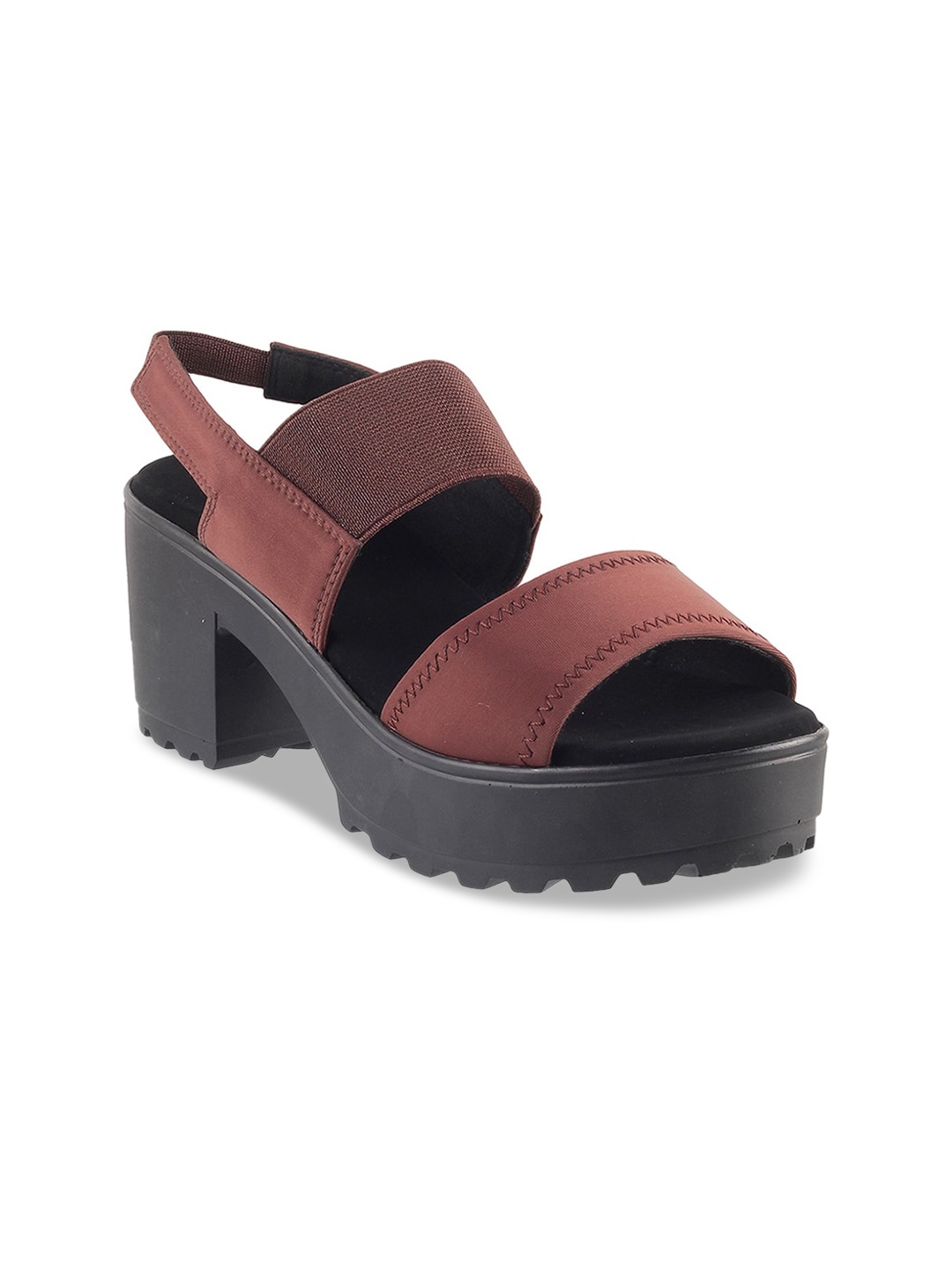 

Metro Women Brown & Black Solid Block Sandals